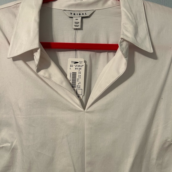 New Cotton Spandex top from Tribal   White with stretch in size large - Picture 7 of 7